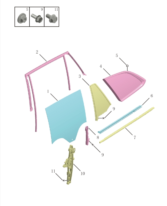 Rear door glass5085